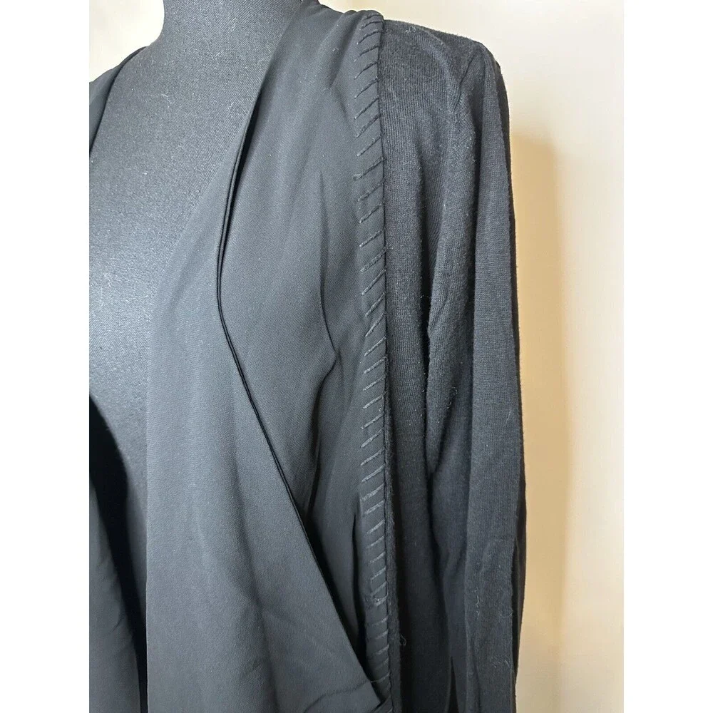 Soft Surroundings Black Open Front‎ Cardigan Cotton Blend Women's MEDIUM